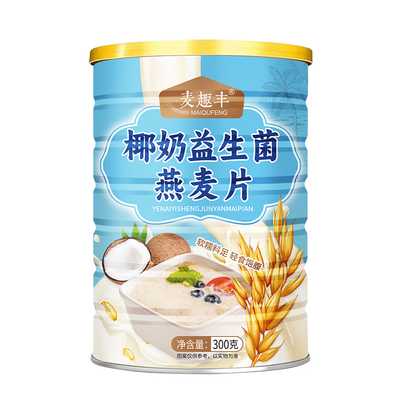 Maiqu Fengdaifa Coconut Milk Probiotic Oatmeal 300g Canned Breakfast Substitute Oatmeal Milk Students