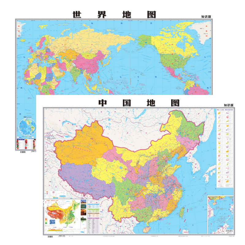 2025 China World Map Student Teaching Map Home Wall Painting Decoration Map Coated Map Wholesale