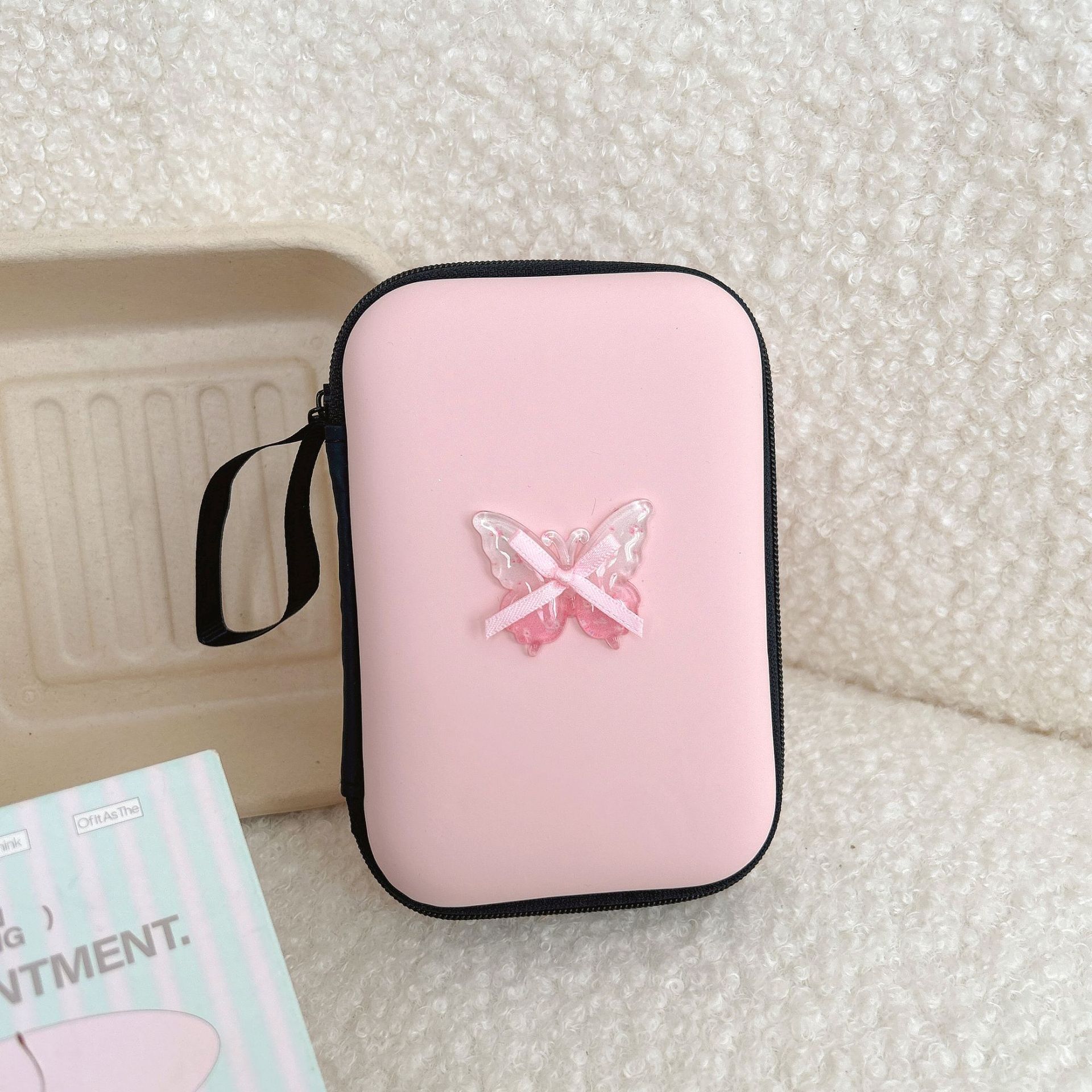 Personalized Girly Heart Butterfly Headphone Data Cable Storage Bag 3C Digital Accessories Storage Box Square Lipstick Camera Bag