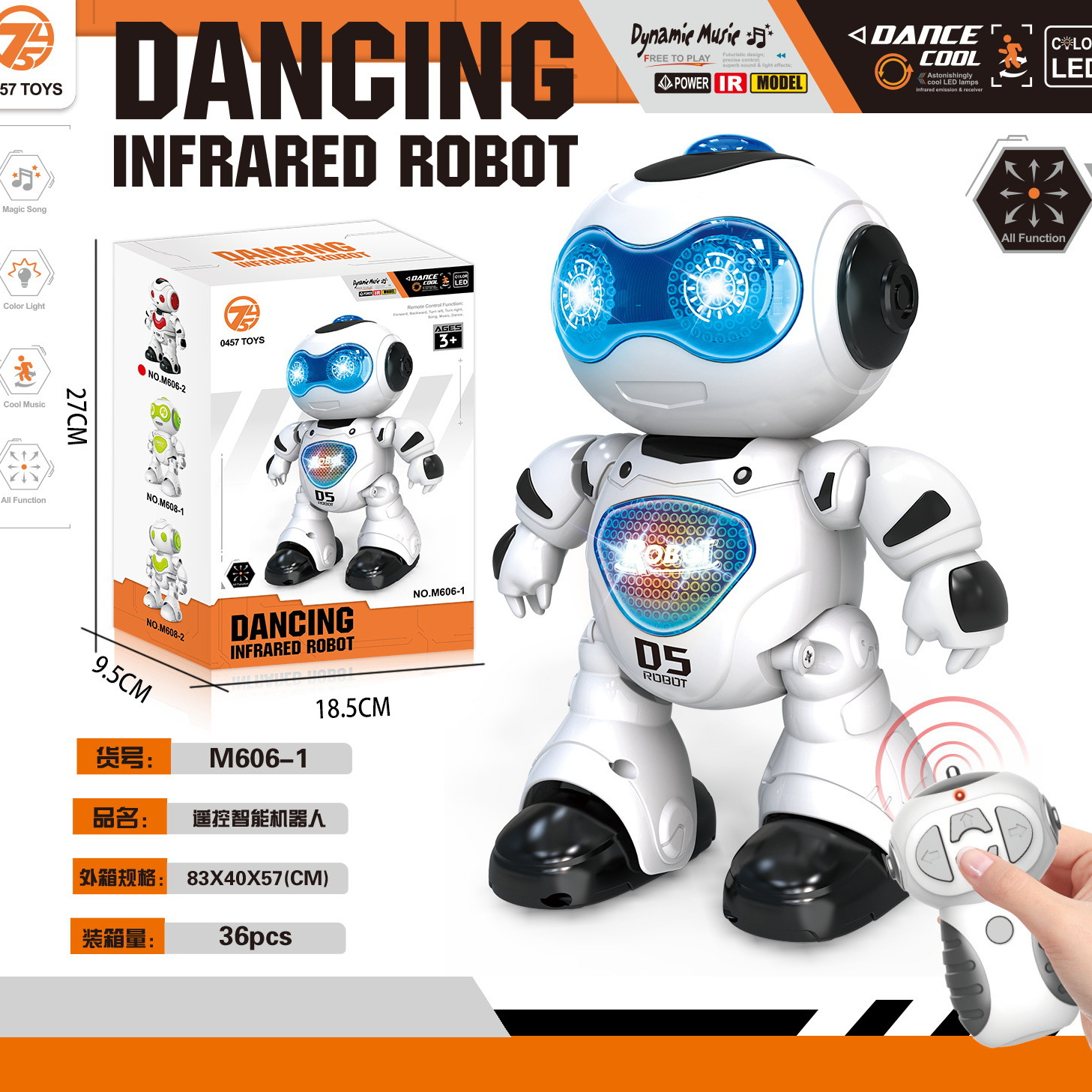 Foreign Trade New Product Early Education Intelligent Lighting Robot Electric Infrared Sensor Children's Remote Control Intelligent Programming Toy
