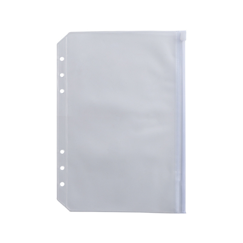 A5A6A7B5 Bills Storage Bag Standard Loose-leaf 6-hole Zipper Bag Cash PVC Loose-leaf Clear Storage Bag