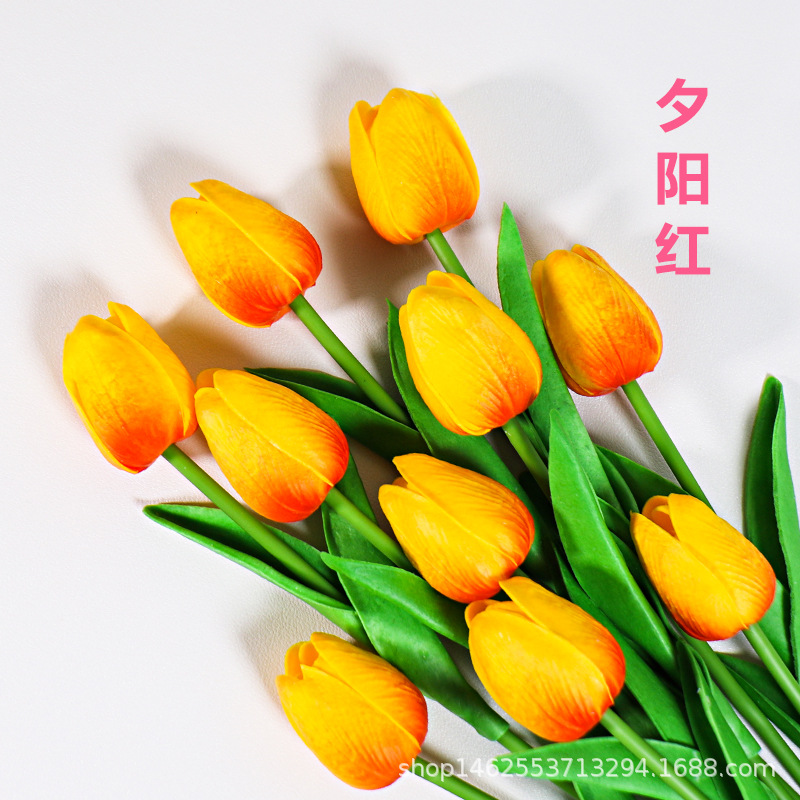 High-end pu moisturizing feel Tulip fake flower home decoration indoor living room decoration cross-border hot selling Factory Direct Supply