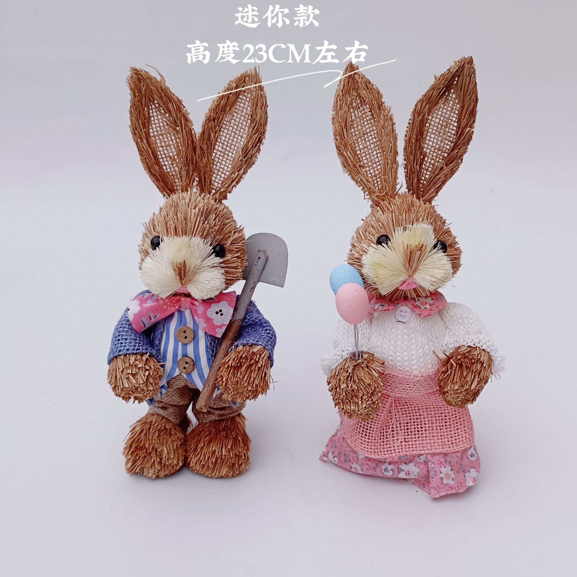 23cm Mini Handmade Straw Rabbit Forest Style Cultural and Creative Easter Offline Same Style Cross-Border Dropshipping