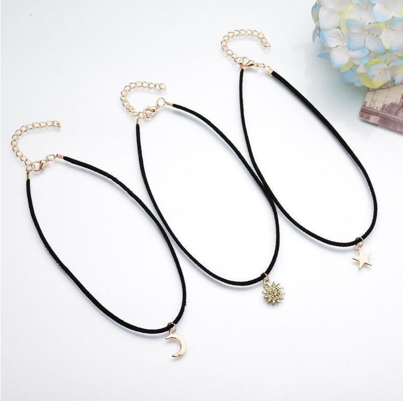AliExpress South Korea European and American versatile multi-layer velvet strap necklace star Moon Sun short sweater necklace female neckband