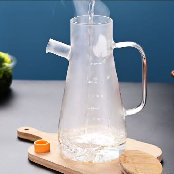 Glass Oil Pot with Scale for Household Use, Non-Stick Glass Oil Pot, High Borosilicate Oil Pot with Handle, Glass Soy Sauce, Vinegar and Oil Bottle