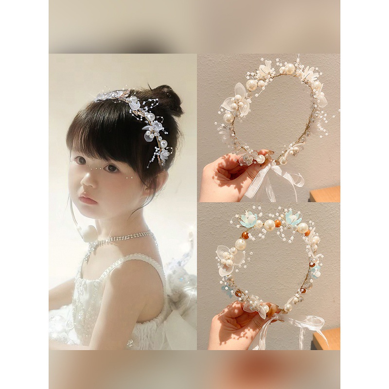 Гирлянда для волос для детей, перламутровый ободок, плетеная резинка, аксессуары для принцесс