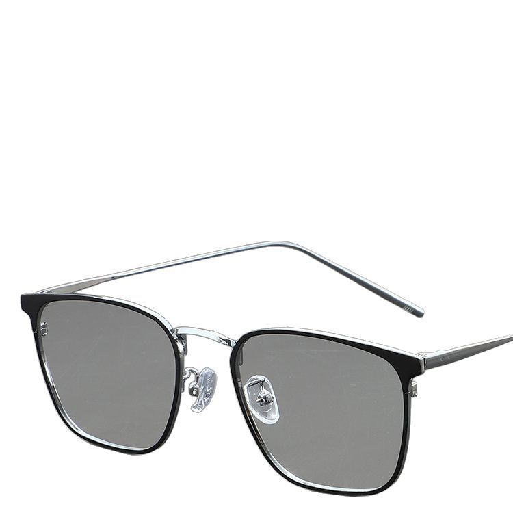 Ultra-Light Metal Square Frame Glasses for Men, Trendy Anti-Blue Light Business Big Face Large Frame Glasses Frame Flat Mirror 30020