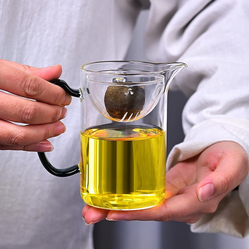 Pu'er Xiaoqing Orange Special Pot High Borosilicate Glass Fare Cup with Filter Kung Fu Tea Tea Set High Temperature Resistant Tea Splitter