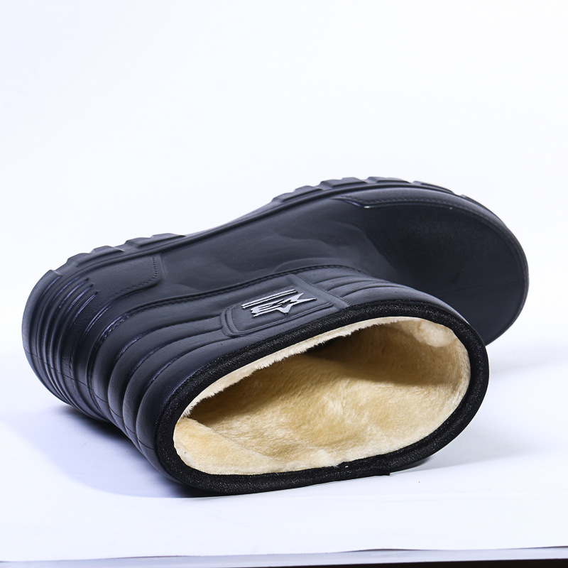 Winter Snow Boots Wholesale Plus Velvet and Thickened Men's Rain Boots for Work Wear Eva High-Top Cotton Rain Boots Factory Direct Sale