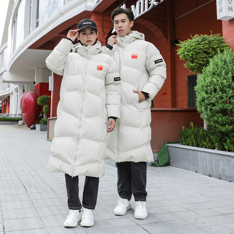 Новое зимнее хлопковое пальто от производителя, уличное спортивное тренировочное хлопковое пальто, длинное выше колена, широкое и стильное, утолщенное