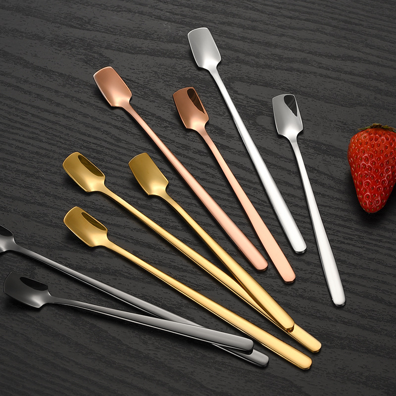 Квадратная ложка из нержавеющей стали 304 золотая кофейная ложка креативная длинная ручка барная ледяная ложка подарочная ложка для кружки