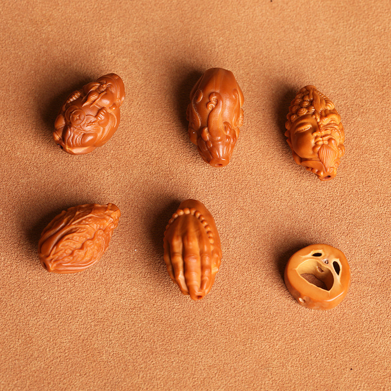 Olive Stone Carved God of Wealth Bracelet, Embarrassing Face DIY Accessories, Cabbage, Pixiu Pendant, Jewelry