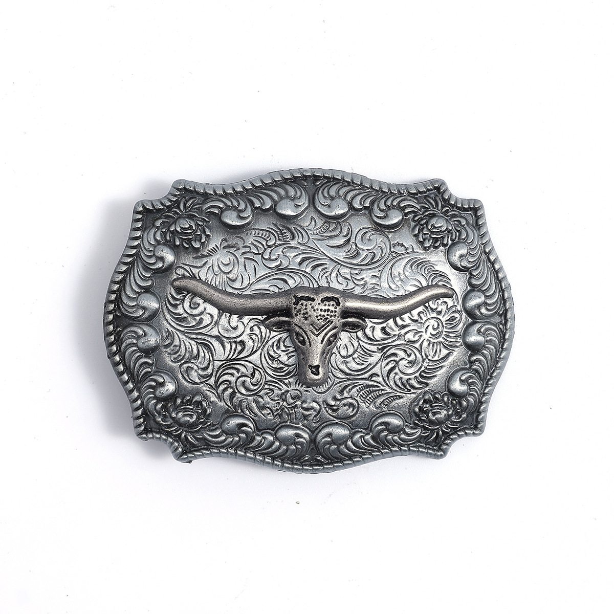 Cross-border Europe and the United States personality waist head metal relief pattern bottom 3D cow head belt buckle Denim wind decoration accessories wholesale