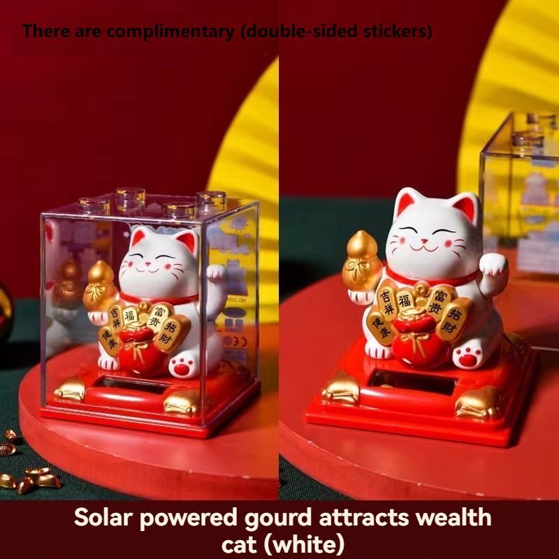 Wholesale 3 inch solar energy waving cat solar energy waving cat cake baking car ornaments New Year gifts
