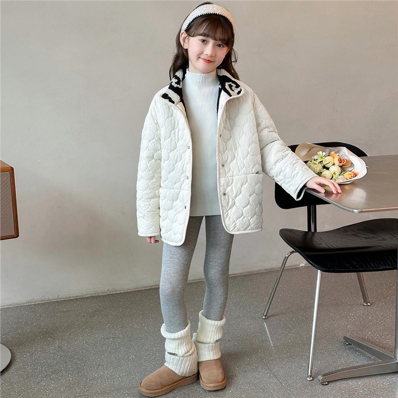 2025 Autumn and Winter New Reversible Children's Clothing for Middle-Aged and Older Girls Thickeneded Cotton Soft Quilted Winter Jacket