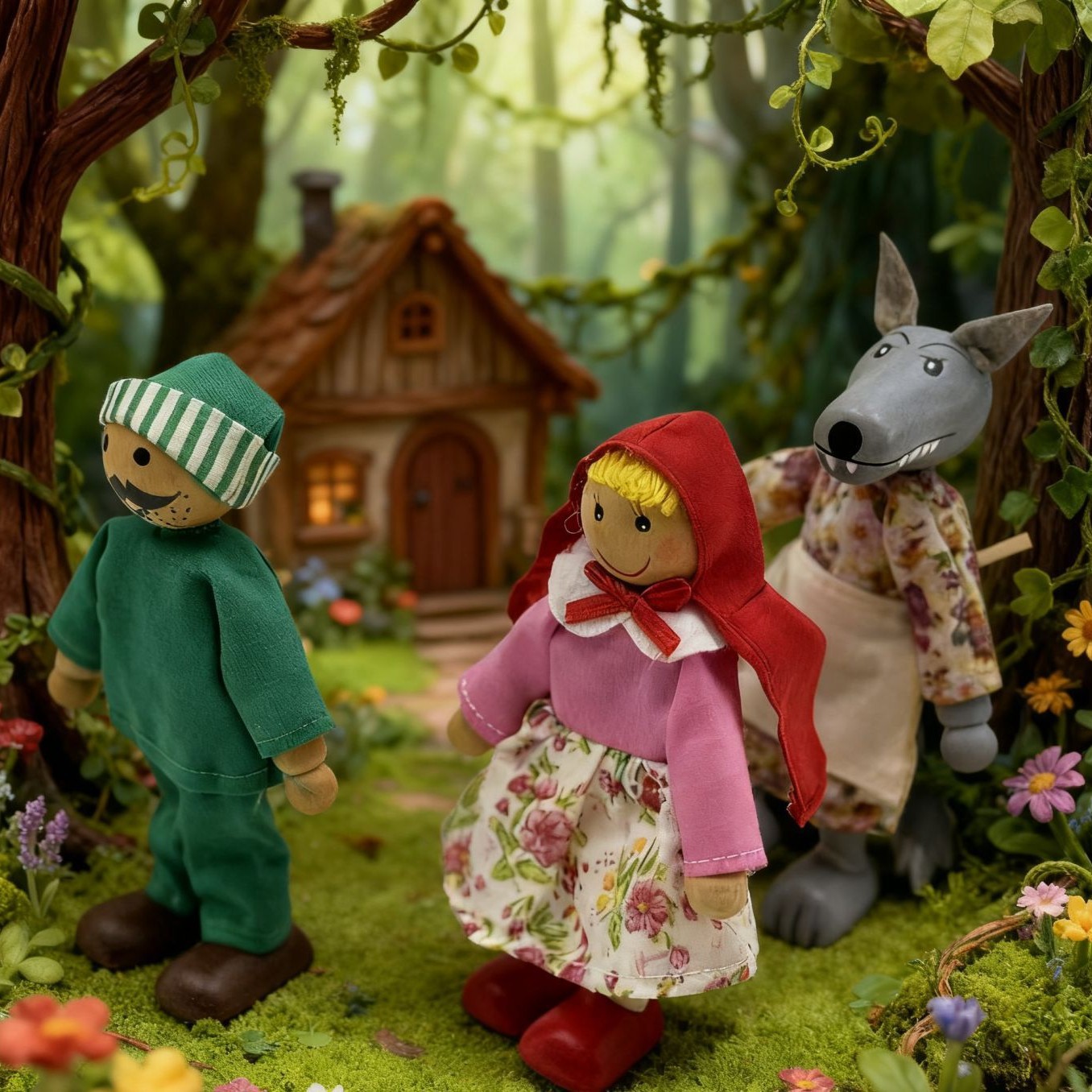 Parent-Child Story Little Red Riding Hood Wolf Grandma Teaching Aids Baby Hand Puppet Animal Finger Puppet Rag Doll Plush Doll