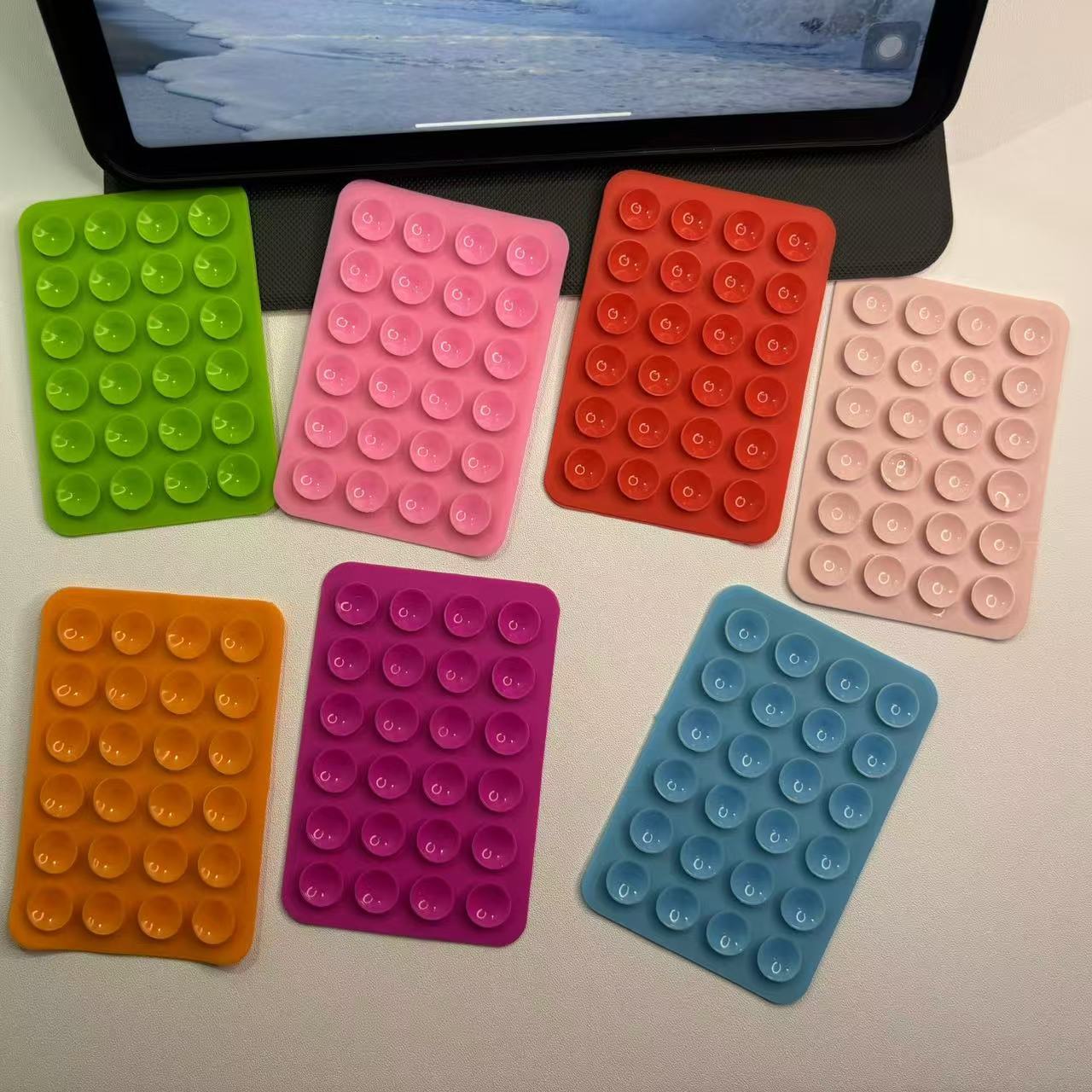 Manufacturer's In-Stock Silicone Phone Suction Cup, 24 Pieces, Thick 7g Square Suction Cup Stand, Multifunctional Phone Single-Sided Adhesive Suction Cup
