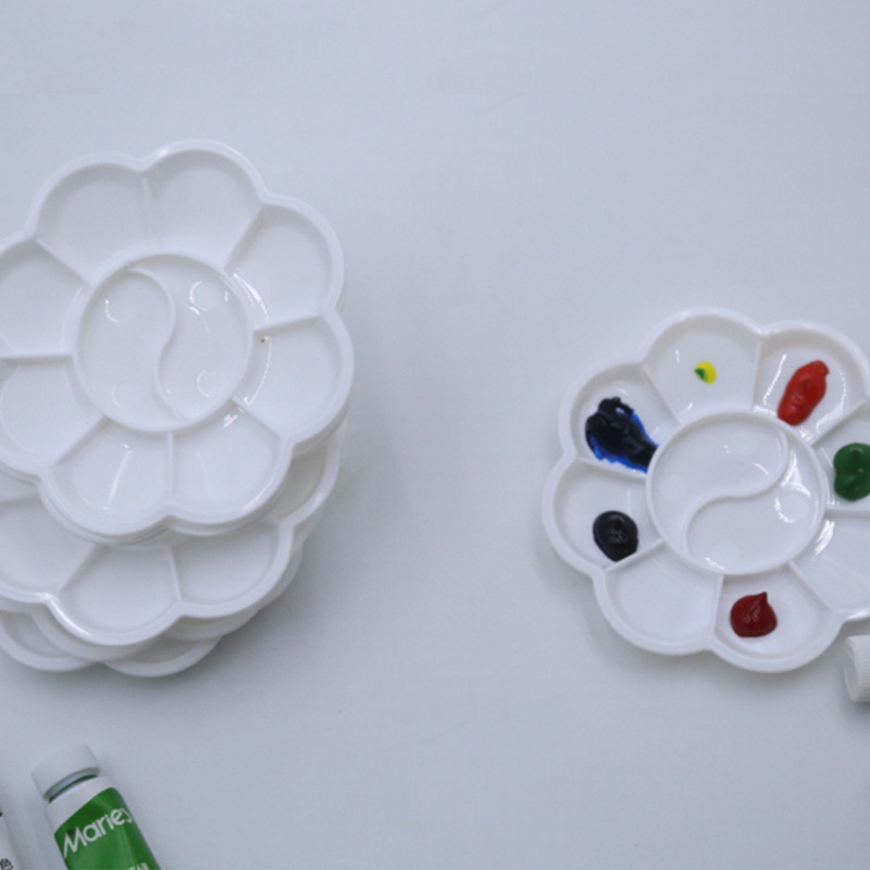 Thickened Palette Art Painting Watercolor Acrylic Paint Palette Small Plum Blossom Palette Small Feet Color Palette Wholesale