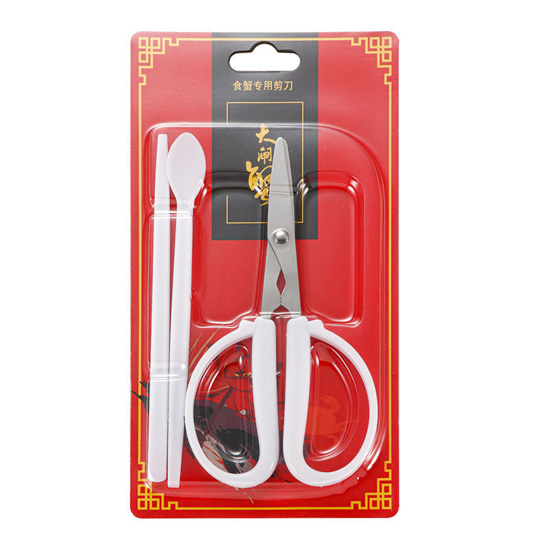 in stock crab eating crab tool disposable plastic scissors crab three pieces of hairy crab accessories package crab scissors crab tools