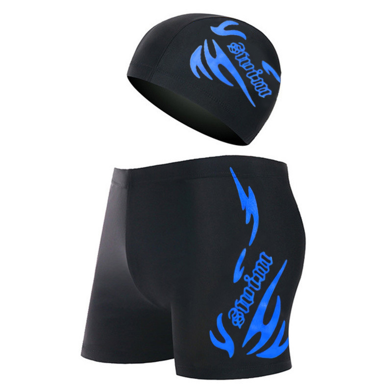 Men's Swim Trunks and Swim Caps, Large Size, Tight-Fitting Men's Swimwear, Trendy Brand, In-Stock, Direct from Manufacturer