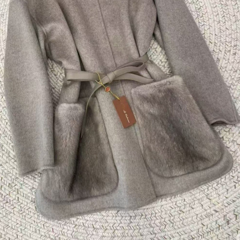 Оптовый производитель, натуральный цвет норкового меха, карманное кашемировое пальто, верблюжья шерсть, высококачественные аксессуары из норки