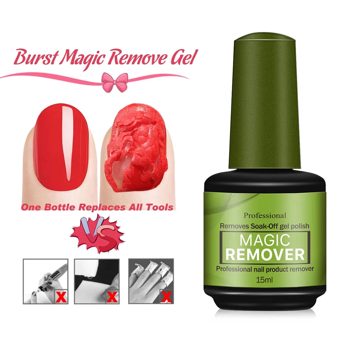 Cross-Border Hot New Product 15ml Fast Burst Nail Polish Remover Glue Two-Minute Nail Polish Remover Operation Nail Polish Remover Without Damaging Nail Polish Remover Cream