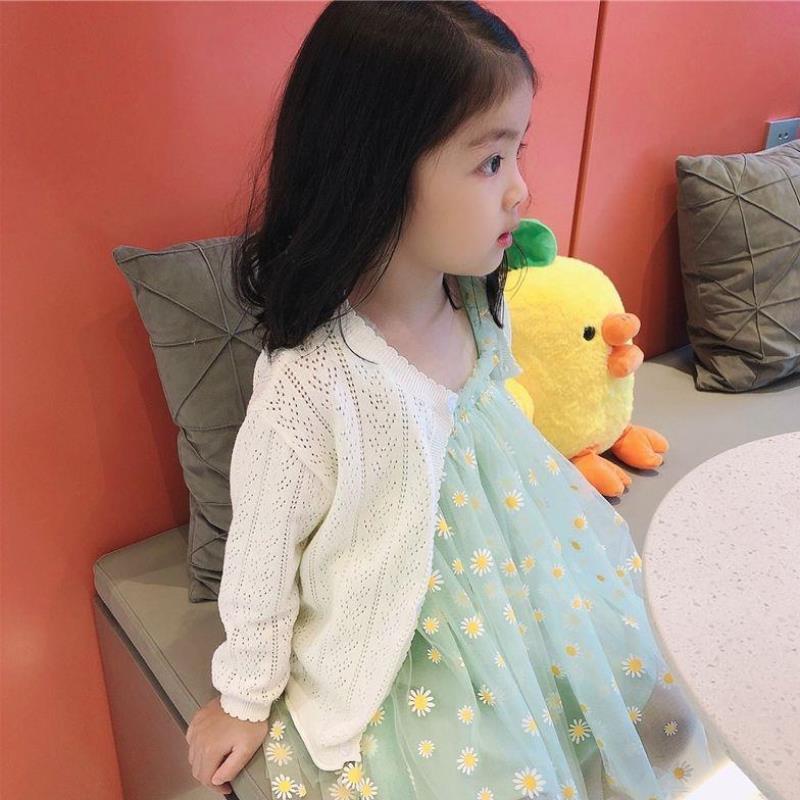 2026 Girls' Long-Sleeve Ice Silk Thin Top Baby Cardigan Toddler Spring and Autumn Long-Sleeve Jacket Sun Protection Clothing