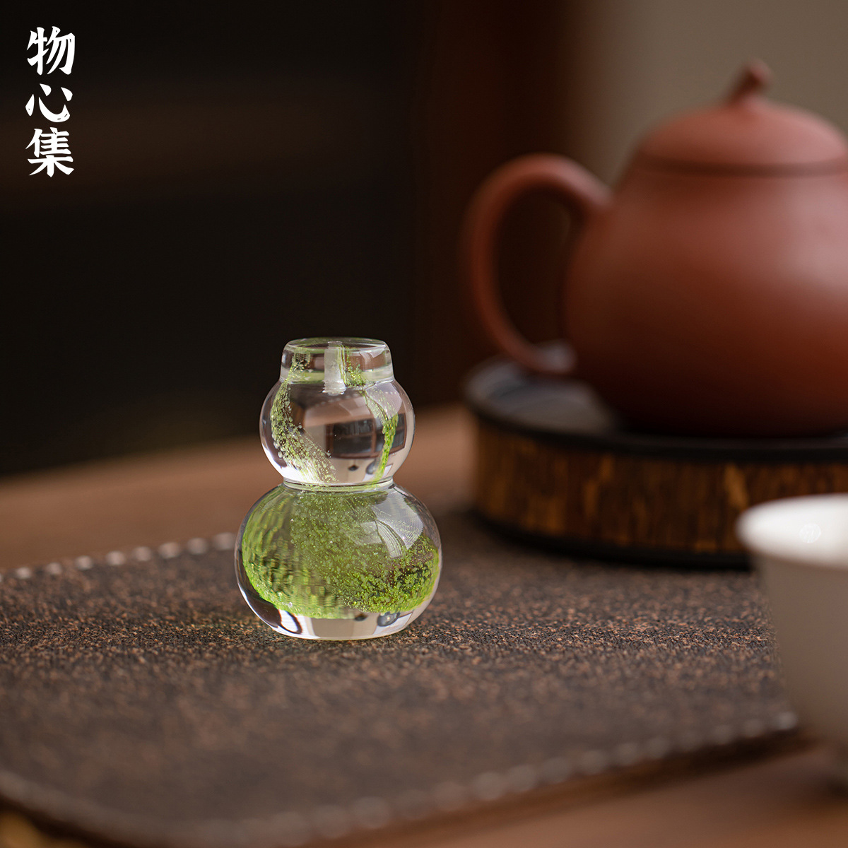 Trendy High-Value Crystal Glass Fluorescent Gourd Lid Set Creative Lid Bowl Tea Pet Tea Table Lid Incense Holder