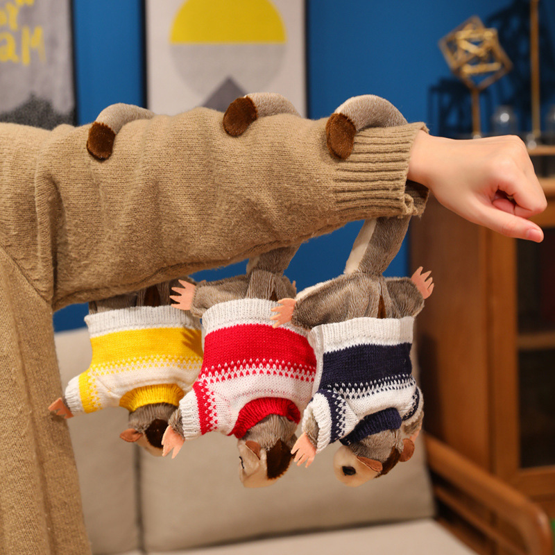 Cross-Border Hot-Selling Cute Pet Sugar Glider Dressed up as a Flying Squirrel Plush Doll, Simulated Flying Squirrel, Magnetic and Interesting Gift