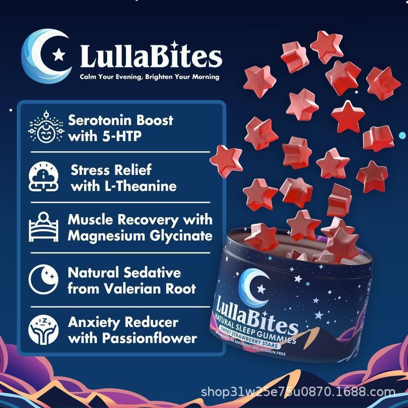 Spot Tk Amazon Best-Selling Melatonin Sleep Gummies-Sweet Strawberry Star Lullabit Sleep Source 0Em