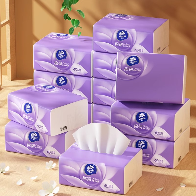 Vinda Cotton Tough Tissue Paper 3 Layers 100 Pieces XS Size Paper Towel Napkin Toilet Paper Facial Tissue Wholesale Multi-Specification Distribution