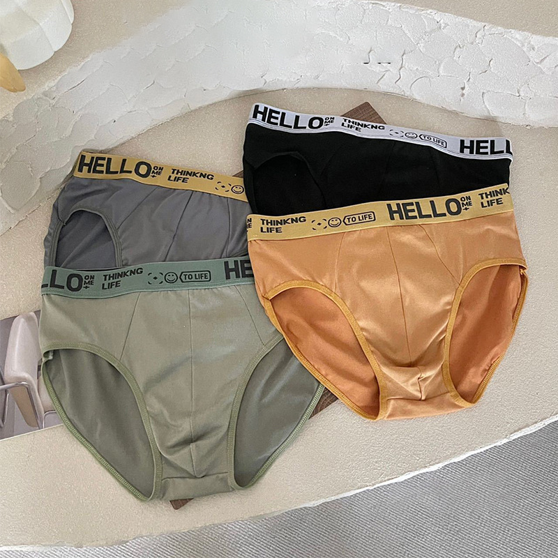 New underwear boys letters solid color men's triangle trend sexy breathable men's plus size sports pants wholesale