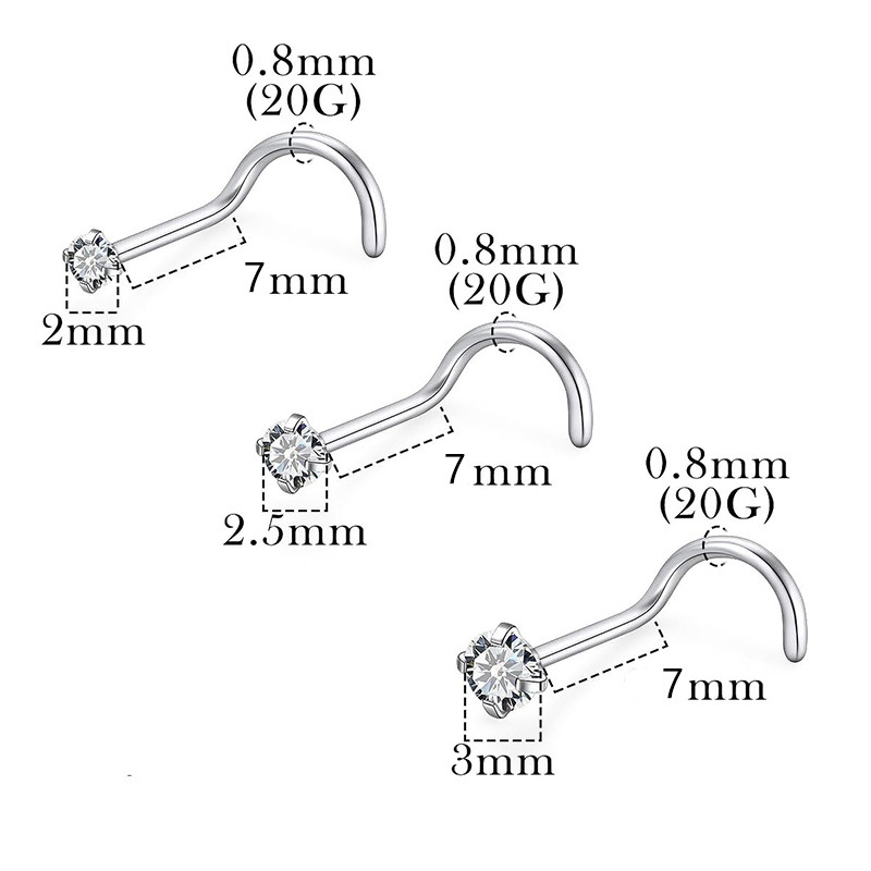 Stainless Steel Nose Nails, Nose Rings, Earrings, Cross-Border Piercing Jewelry, Zircon Ear Bone Nails, Earrings, Factory Direct Supply Wholesale