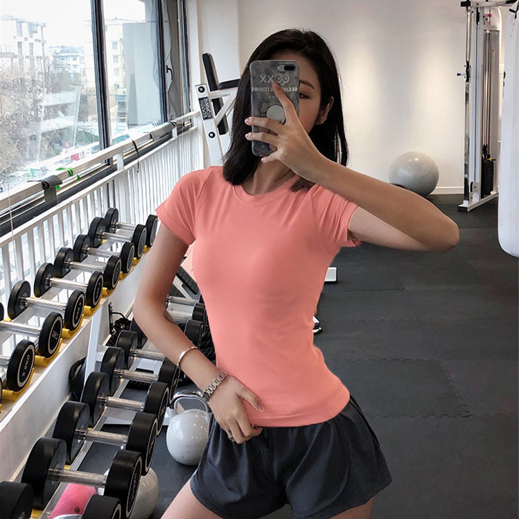 Sports top women's thin slimming short sleeve quick-drying running T-shirt Slim fit yoga clothes half sleeve short new summer