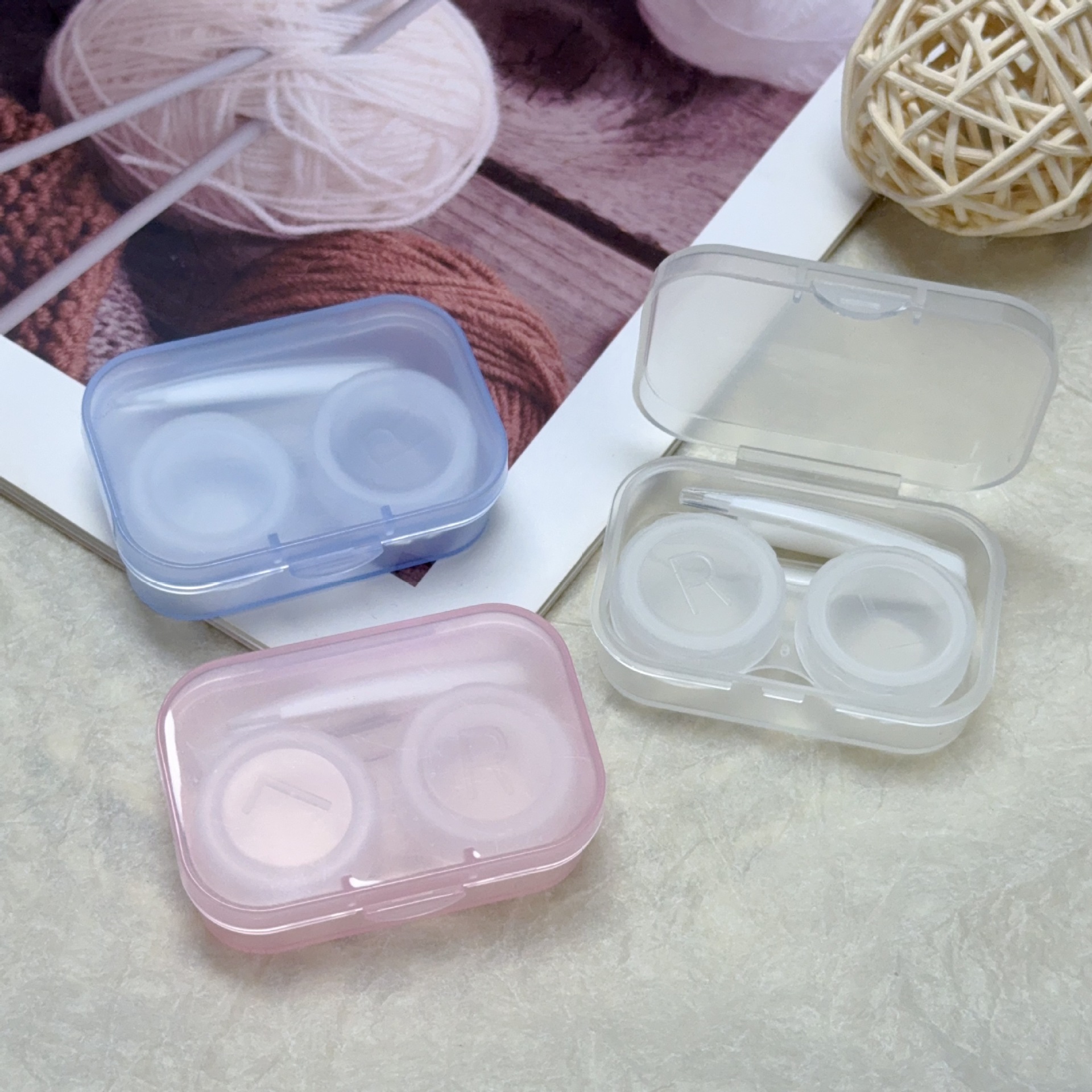 Новый простой универсальный футляр для контактных линз с пинцетом, портативная двойная коробка, компаньон, оптовая продажа 50