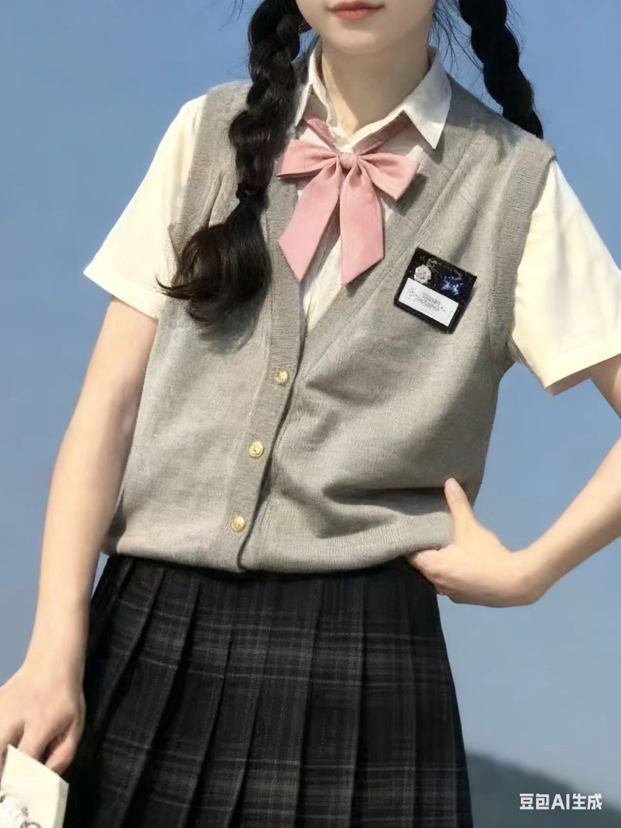 Jk Vest Outerwear for Petite Japanese-Style Students, Sweet School Uniform, Versatile for Commuting, Layered Solid Color Basic Sweater Vest