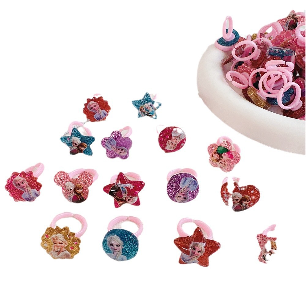 Cartoon children's resin ring cute princess girl baby ring kindergarten prize gift jewelry mixed batch