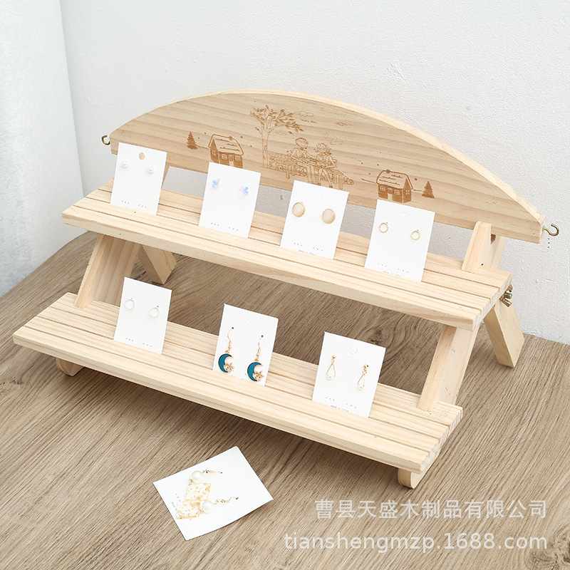 Wooden Storage Rack Household Jewelry Display Rack Desktop Jewelry Arrangement Rack Four-layer Shelf