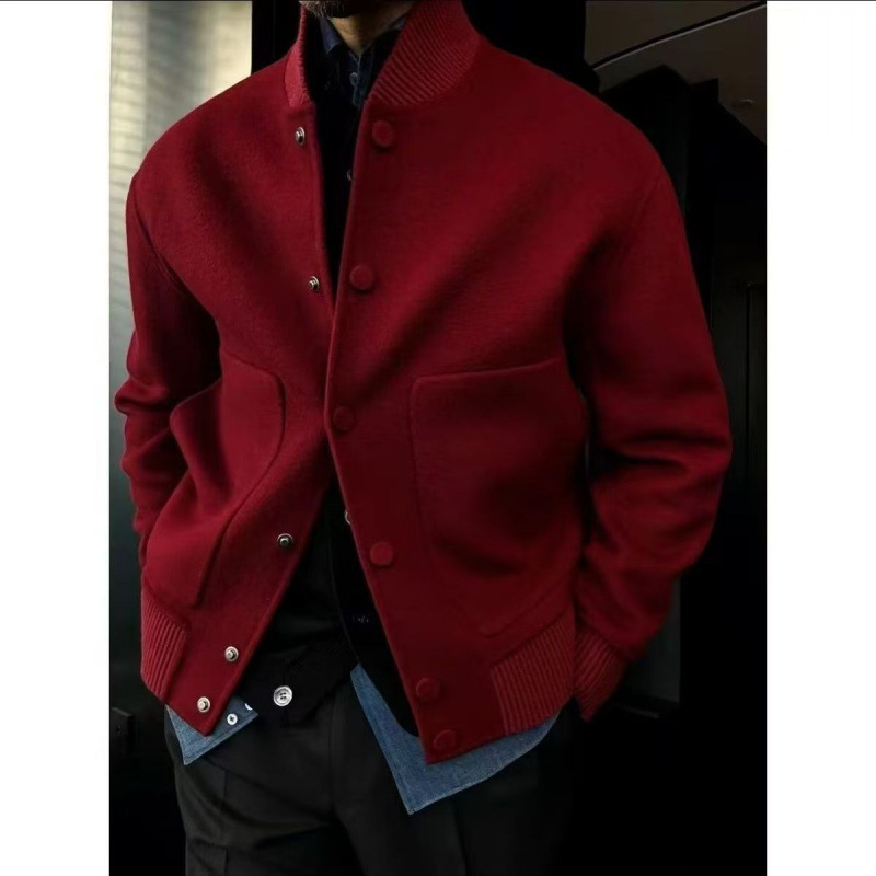 Men's Wool Coat 2025 Autumn and Winter New Fashion Trendy Brand Hong Kong Style Solid Color Stand Collar Versatile Trendy Jacket Coat