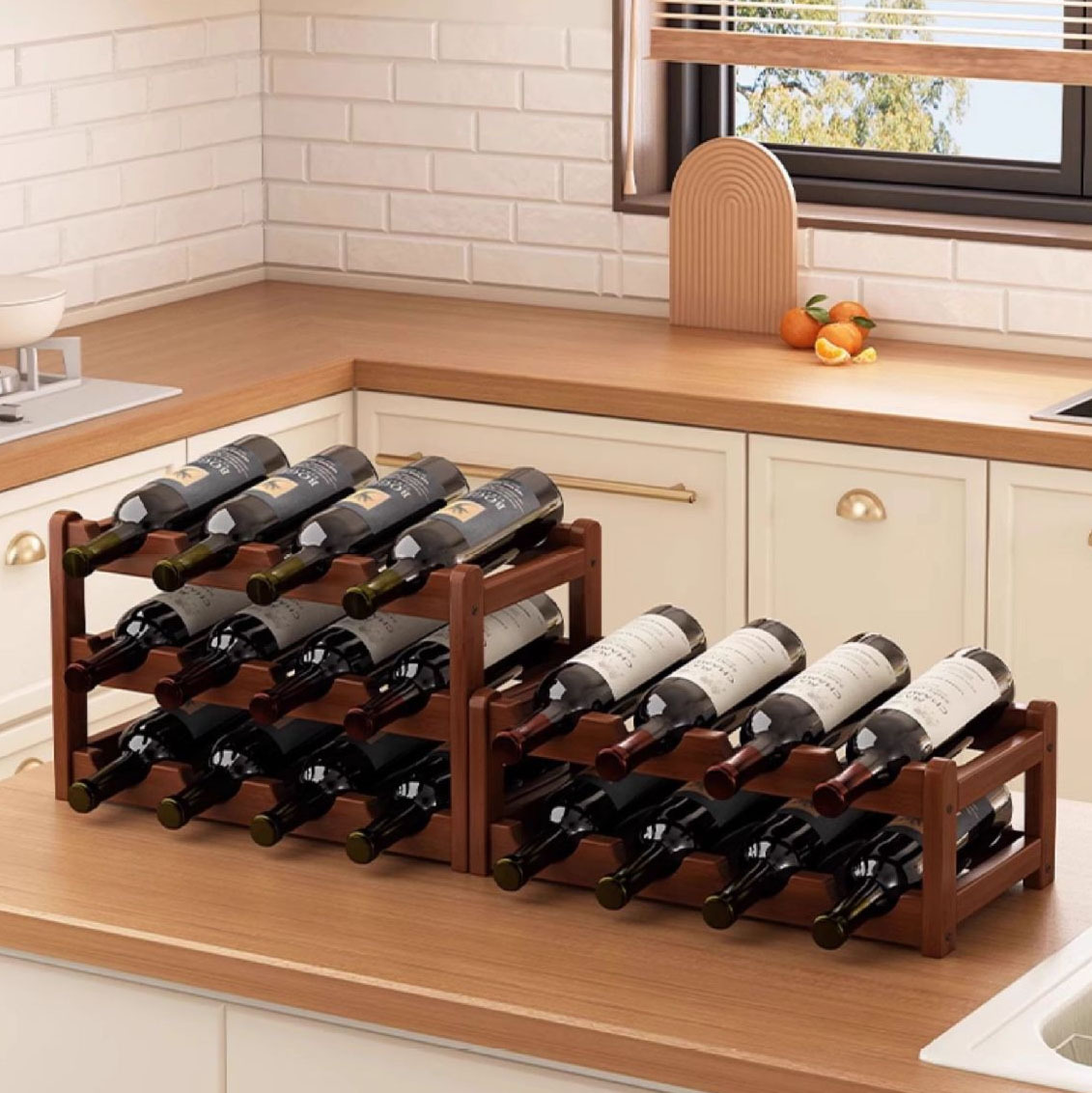 High-Quality Wine Rack Ornaments Wine Rack Solid Wood Household Small Modern Simple Wine Cabinet Wine Grid