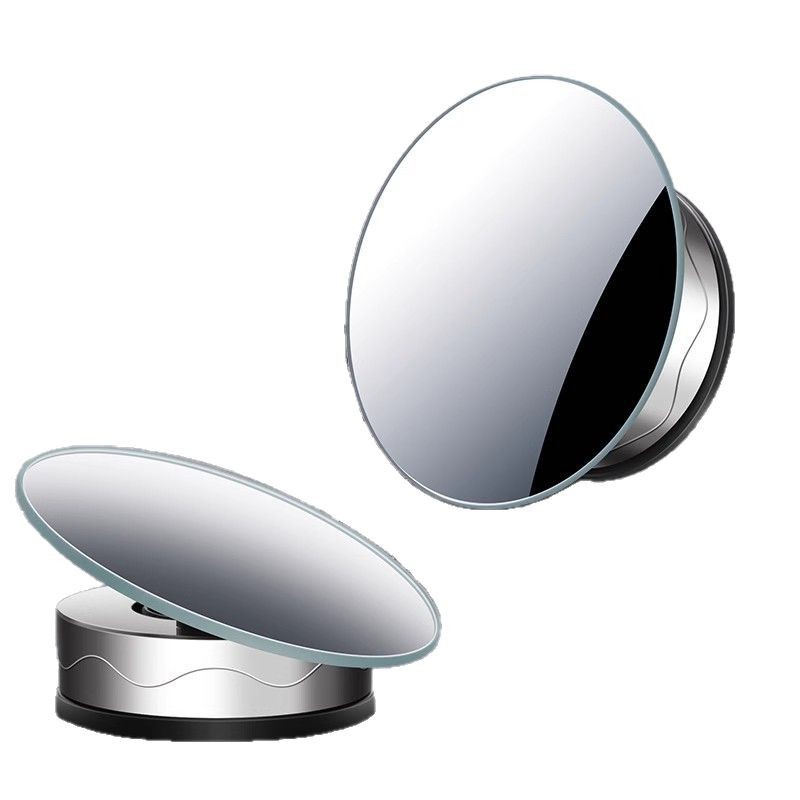 Edges suction cup small round mirror HD large field of view adjustable reflective auxiliary mirror reversing blind spot mirror for female drivers