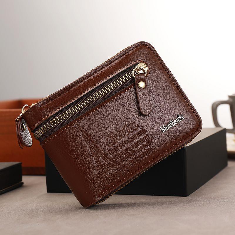 Мужской короткий кошелек на молнии, несколько слотов для карт, держатель для карт, модный, прочный, мини, легкий в переноске, стильный