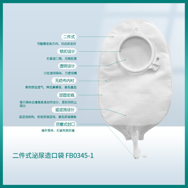 Shilekang Fb0345-1 Two-Piece Urine Bag Urinary Ostomy Care Bag Transparent Anti-Reflux Device Urine Collection Bag