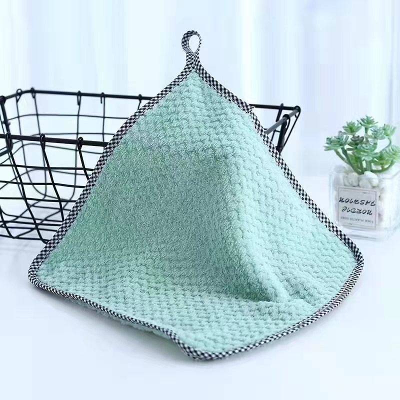Small Square Towel Pineapple Coral Fleece Small Square Towel Hand Wash Face Small Towel Kitchen Hanging Absorbent Wipe Square Towel