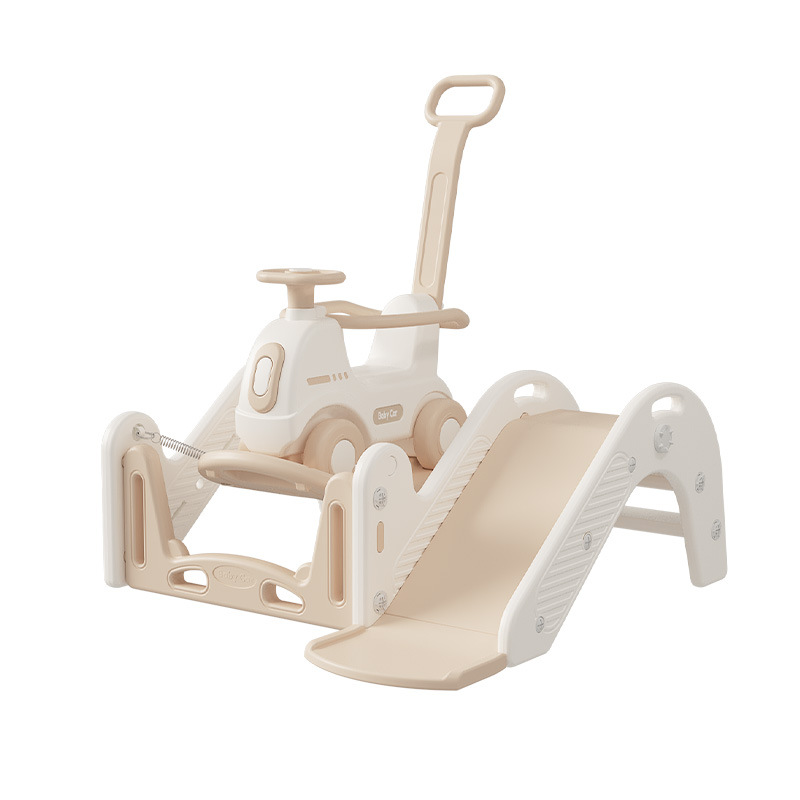 Children's Rocking Horse Trampoline Combination Three-In-One Baby Slide Gift Thickeneded Small Wooden Horse Rocking Chair Toy Family