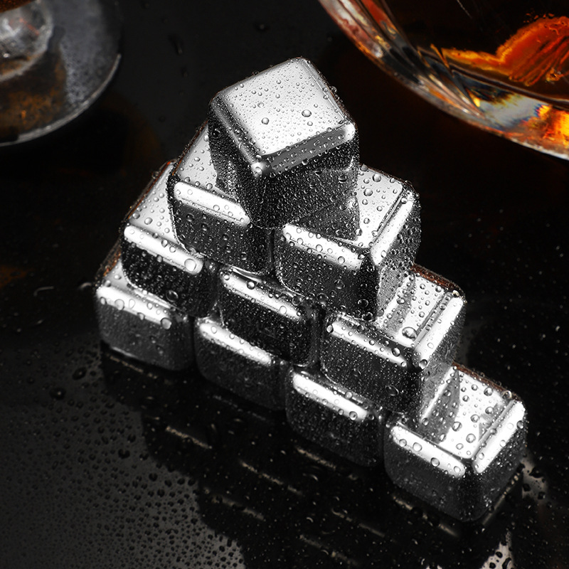 Бар виски коктейль металлические быстро замороженные ледяные частицы с зажимом в коробке 304/316 нержавеющая сталь ледяные кубики