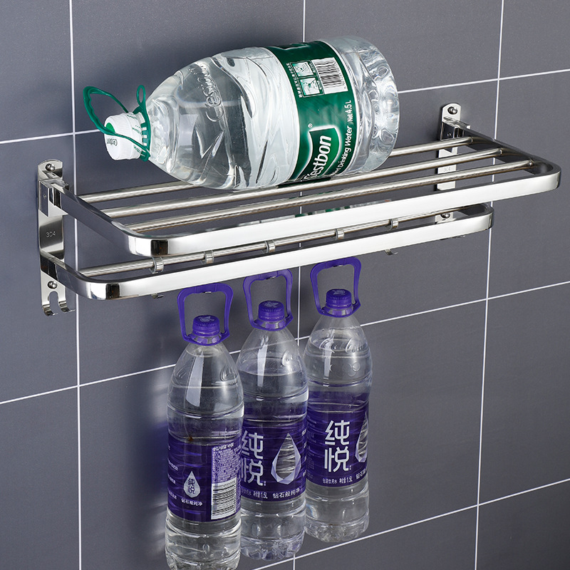 Stainless Steel Towel Rack 304 Bath Towel Rack Punch-free Toilet Rack Hotel Bathroom Rack Storage Rack