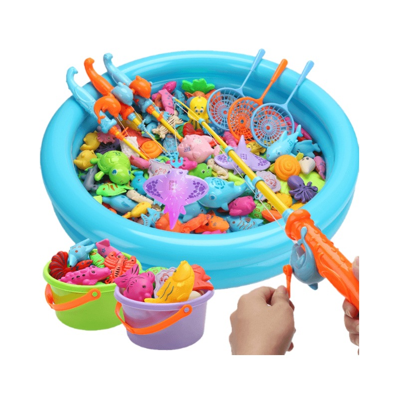 Children's magnetic fishing toys water stall wholesale luminous fish Square Park stall bulk plastic fishing pool