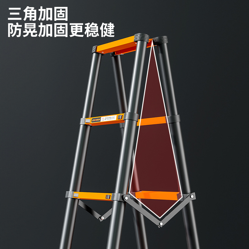 Craft Zhicheng Thickened Carbon Steel Telescopic Ladder Household Multifunctional Herringbone Ladder Bamboo Ladder Lifting and Folding Engineering Stairs