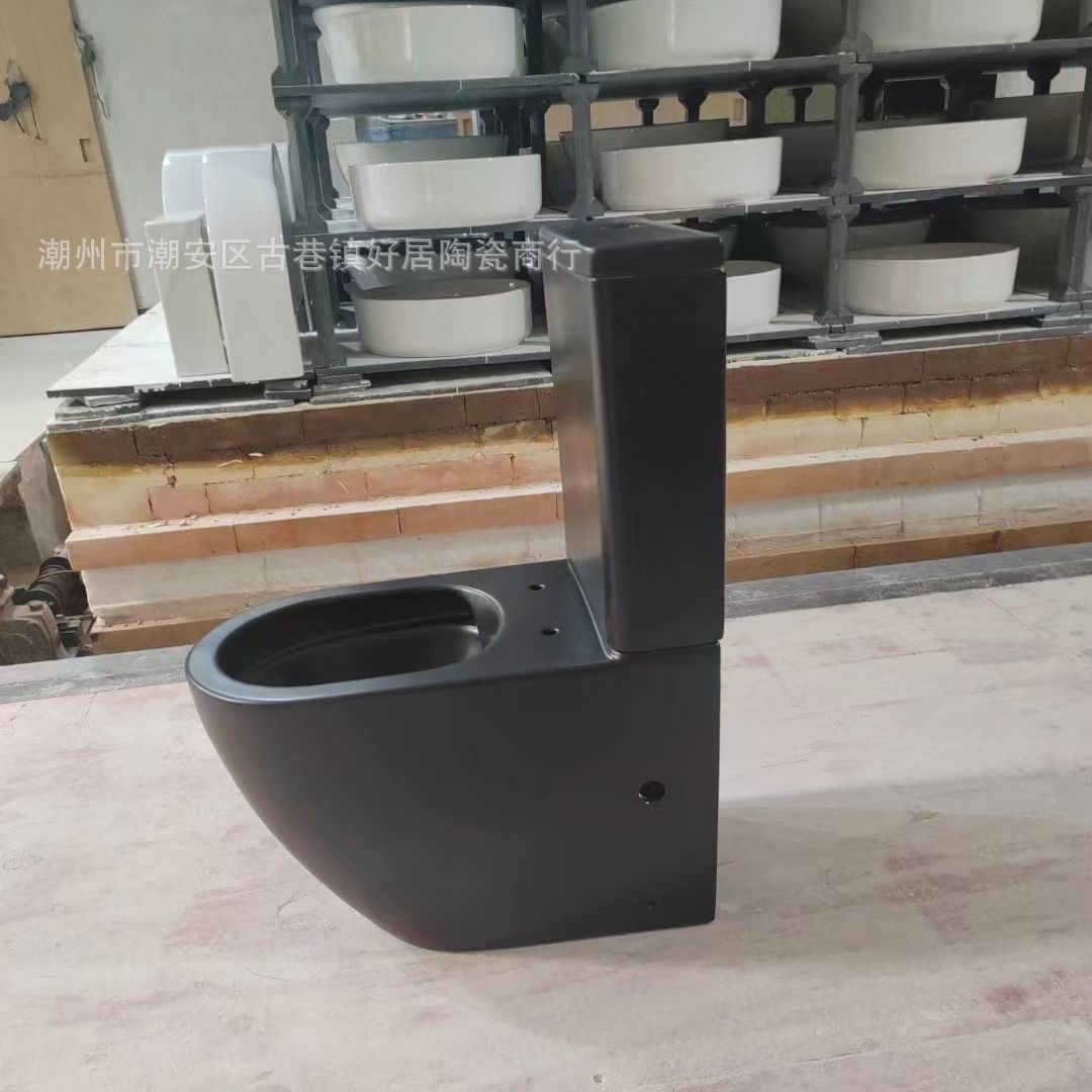 Export Australia free row split toilet straight black gray ceramic toilet project horizontal row toilet
